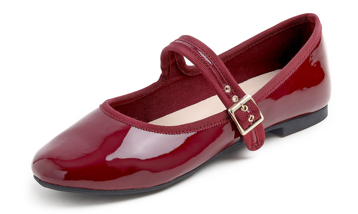 Feversole Women's Soft Cushion Extra Padded Comfort Round Toe Mary Jane Metal Buckle Fashion Ballet Flats Walking Shoes