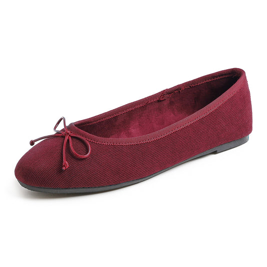 Feversole Women's Ultra Soft Colorful Memory Foam Cushioned Corduroy Home Ballet Flats