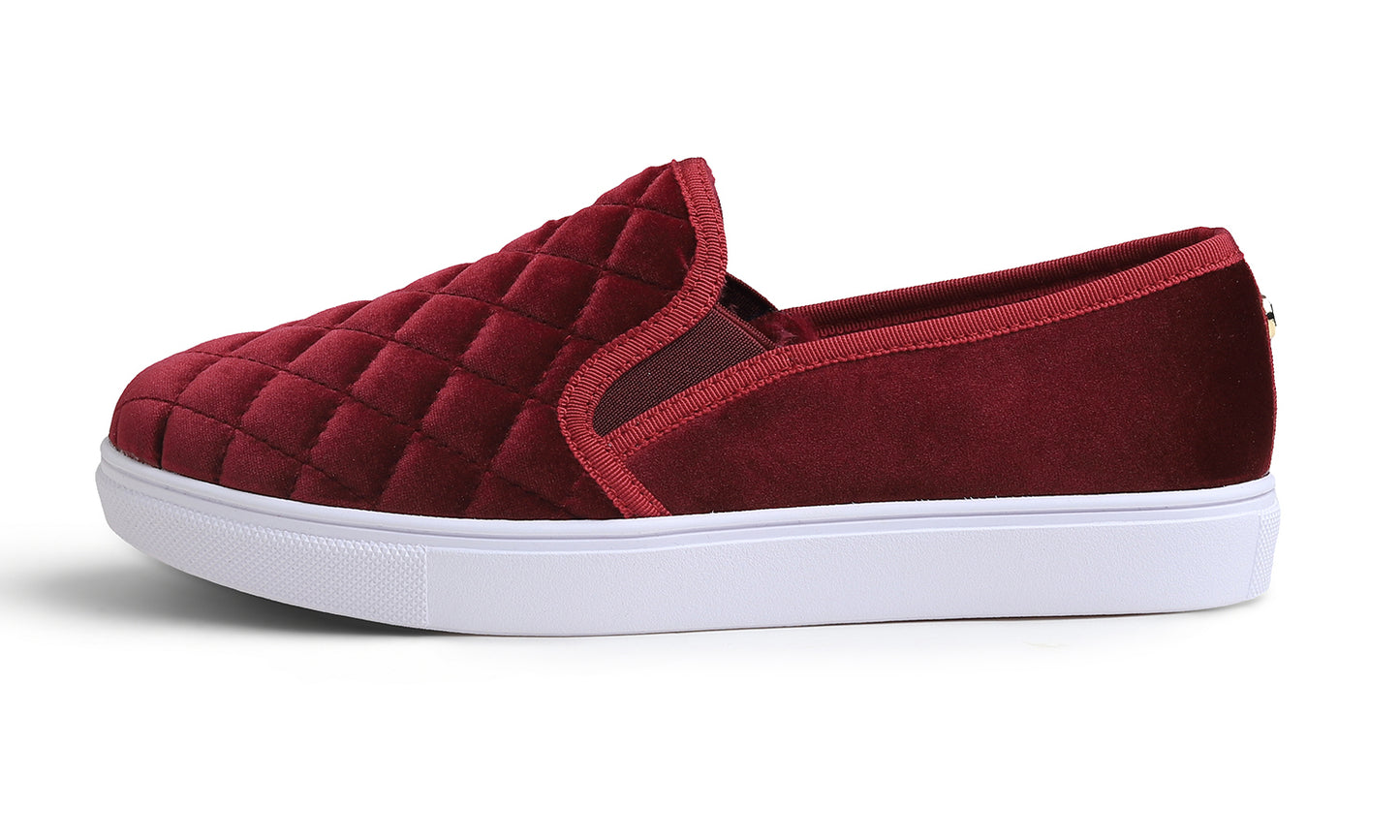 Feversole Women's Casual Slip On Sneaker Comfort Quilted Loafer Flats Velvet Quilted