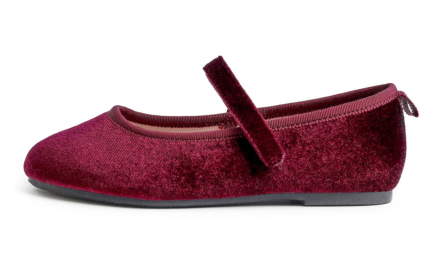 Feversole Girls Cute Dress Mary Jane Shoes Soft Party Holiday Ballet Flats Velvet