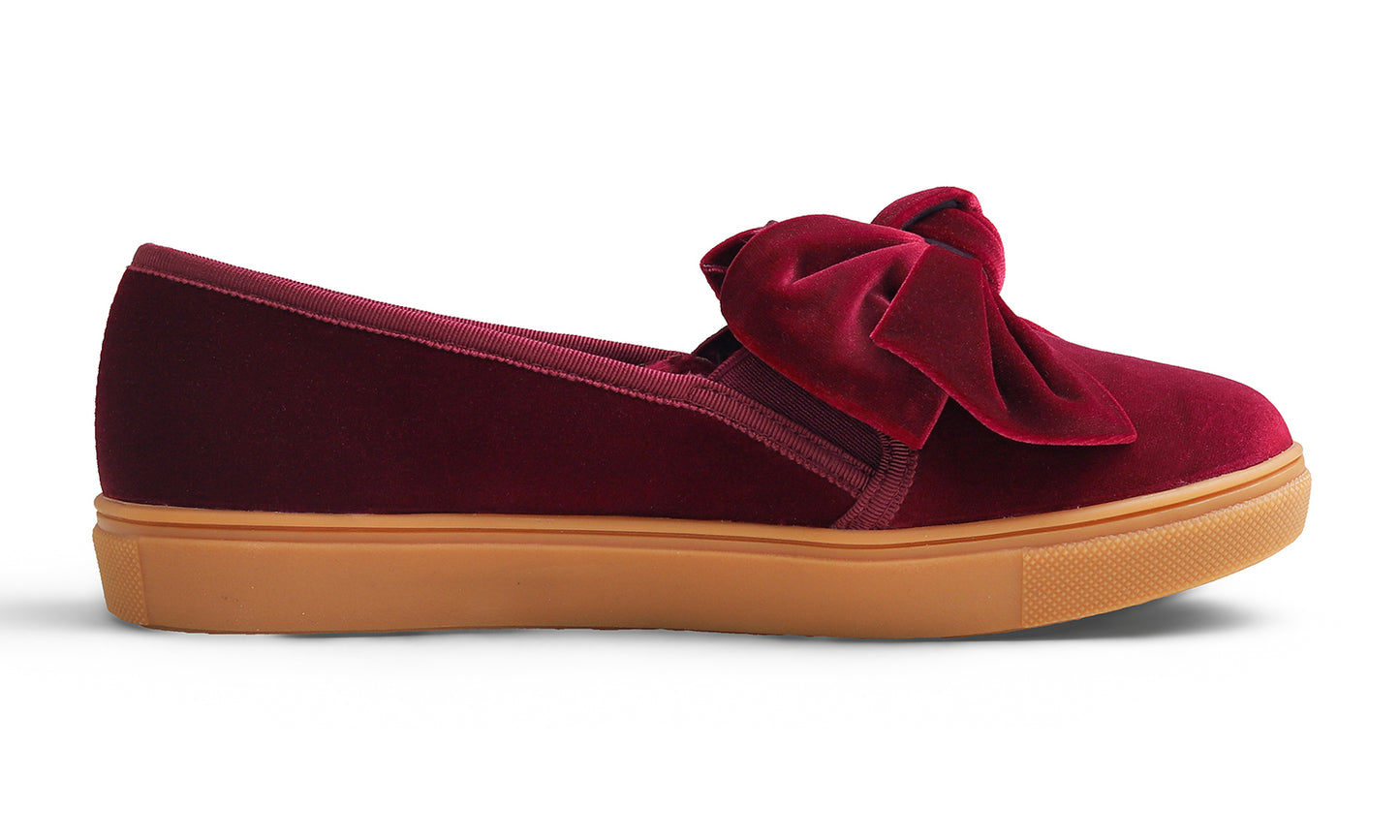 Feversole Women's Casual Slip On Sneaker Fashion Bow Tie Loafer Flats Velvet Fur Lined