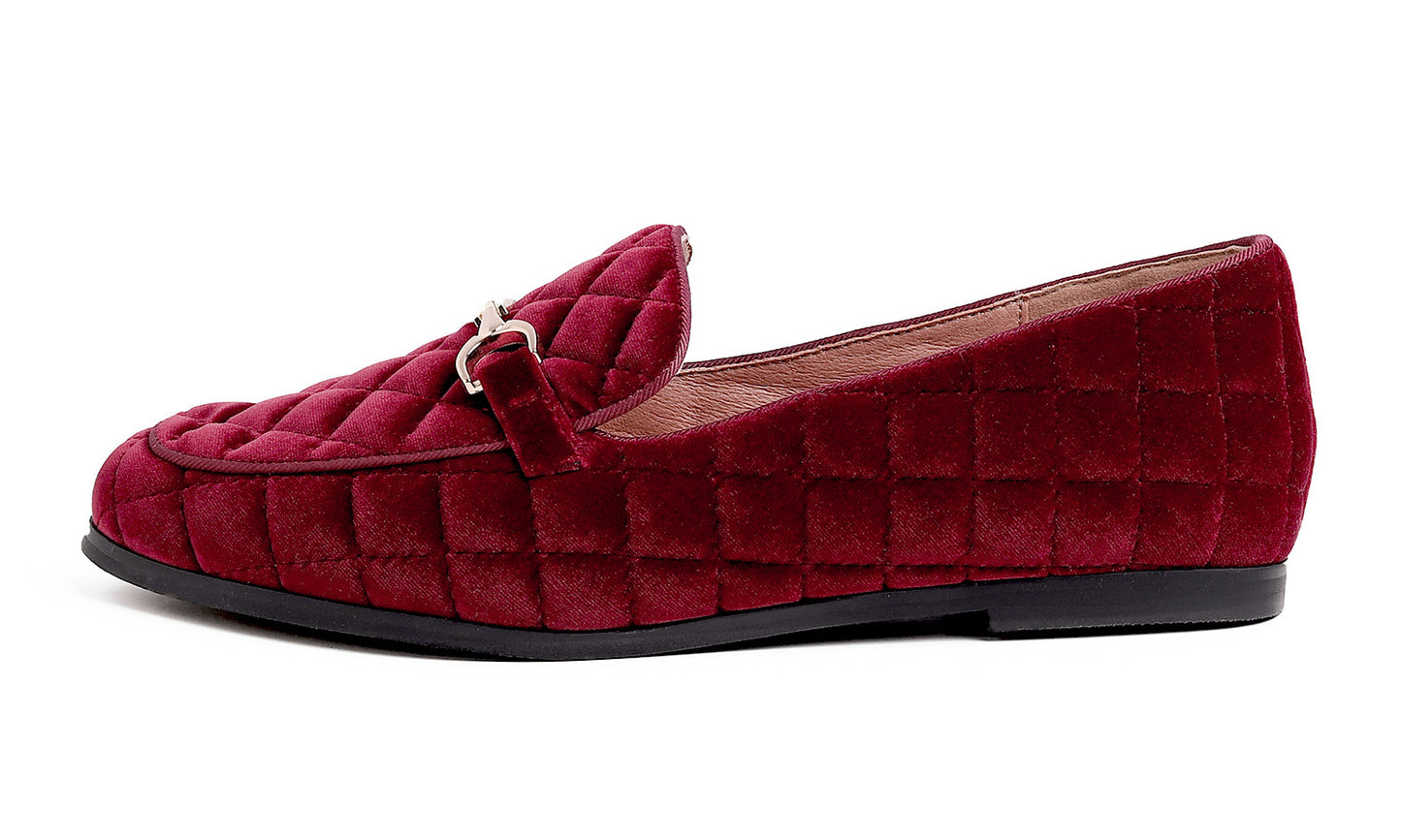 Feversole Women's Fashion Comfortable Penny Loafer Buckle Dressy Shoes Velvet Quilted