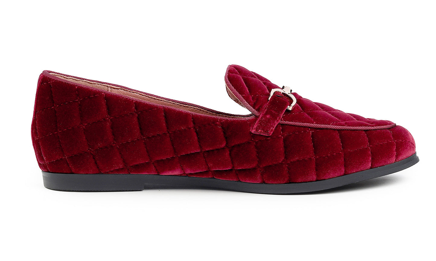 Feversole Women's Fashion Comfortable Penny Loafer Buckle Dressy Shoes Velvet Quilted