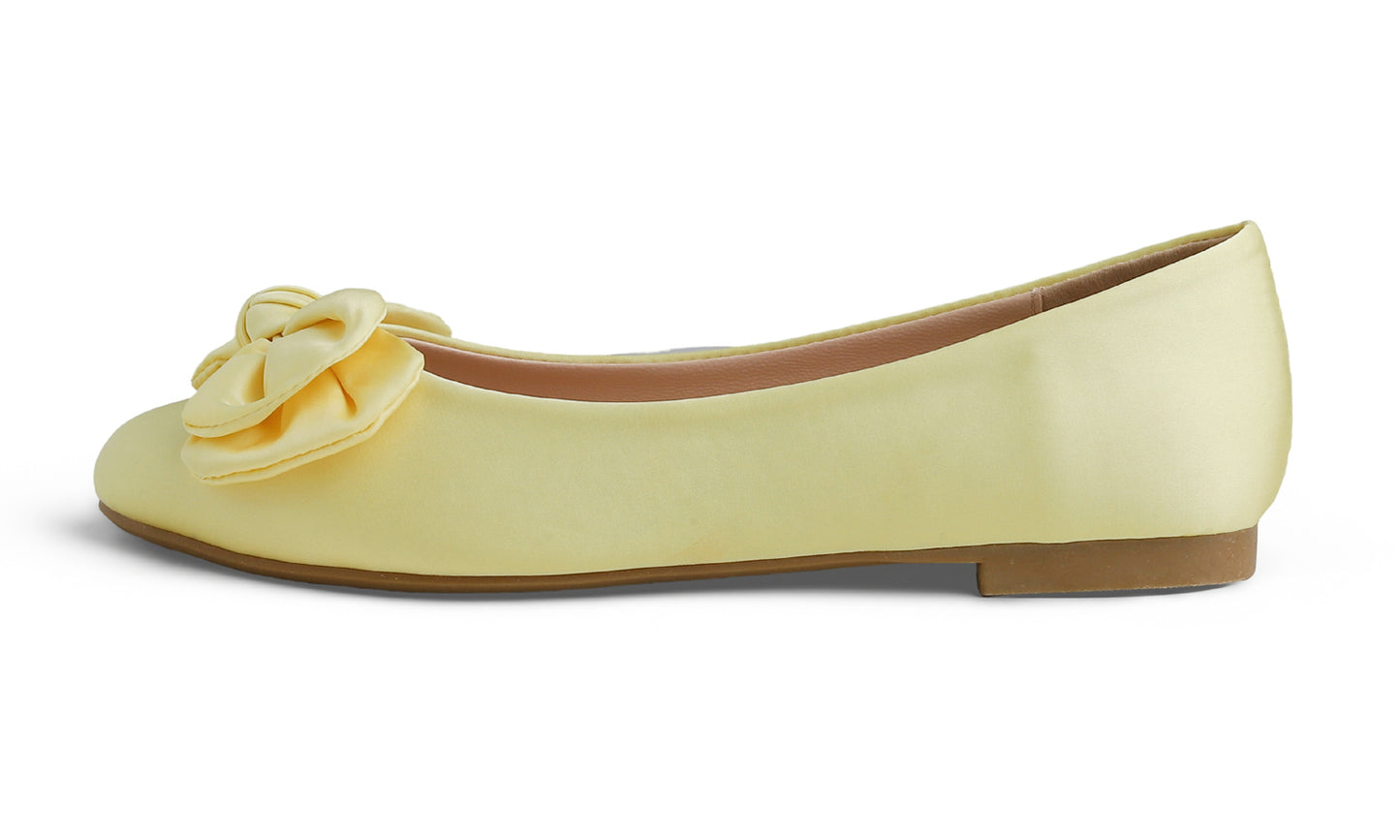 Feversole Women's Round Toe Soft Cute Dress Ballet Flats Satin