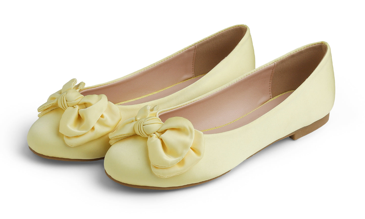 Feversole Women's Round Toe Soft Cute Dress Ballet Flats Satin