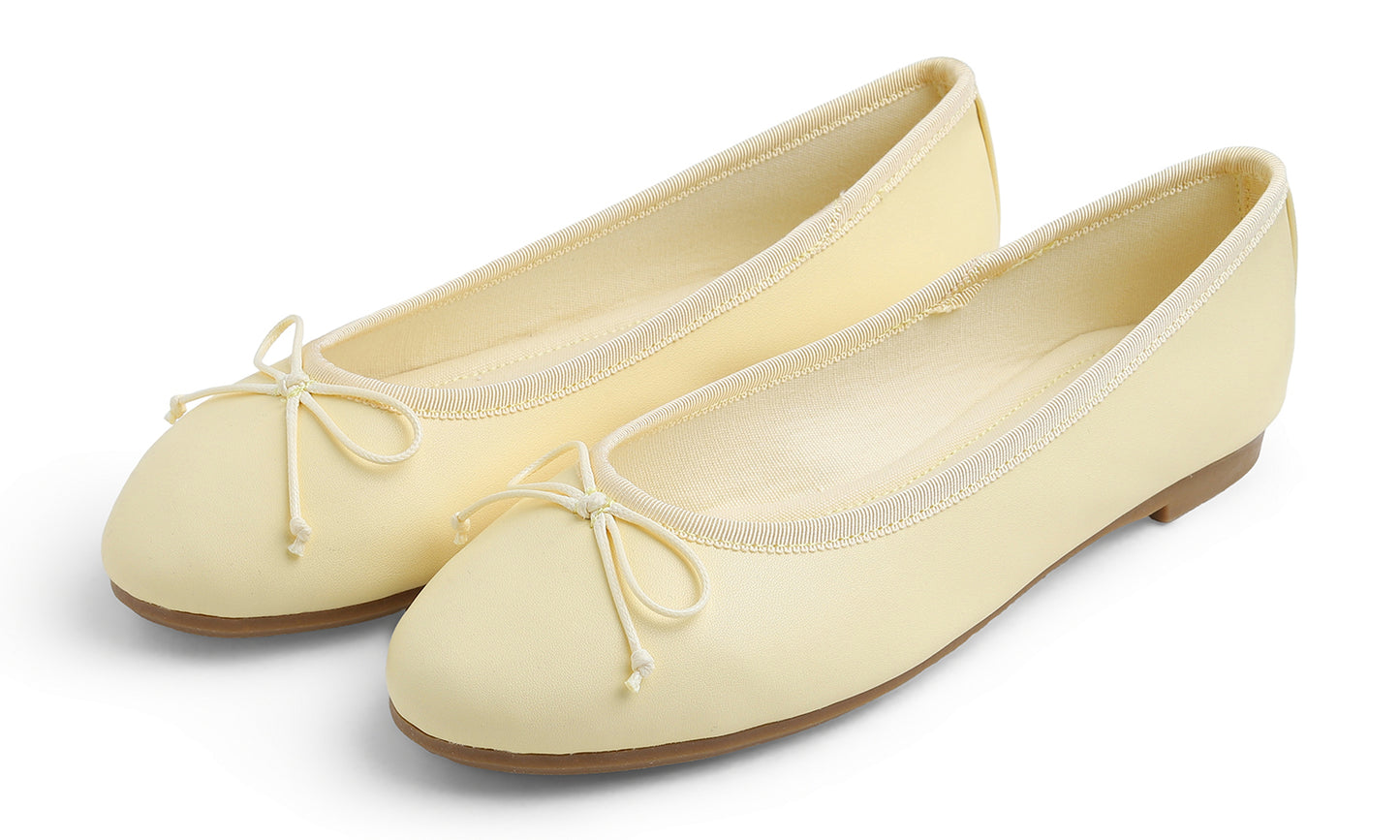 Feversole Women's Bow Tie Fashion Dress Slip On Shoes Round Toe Ballet Flat Vegan Leather