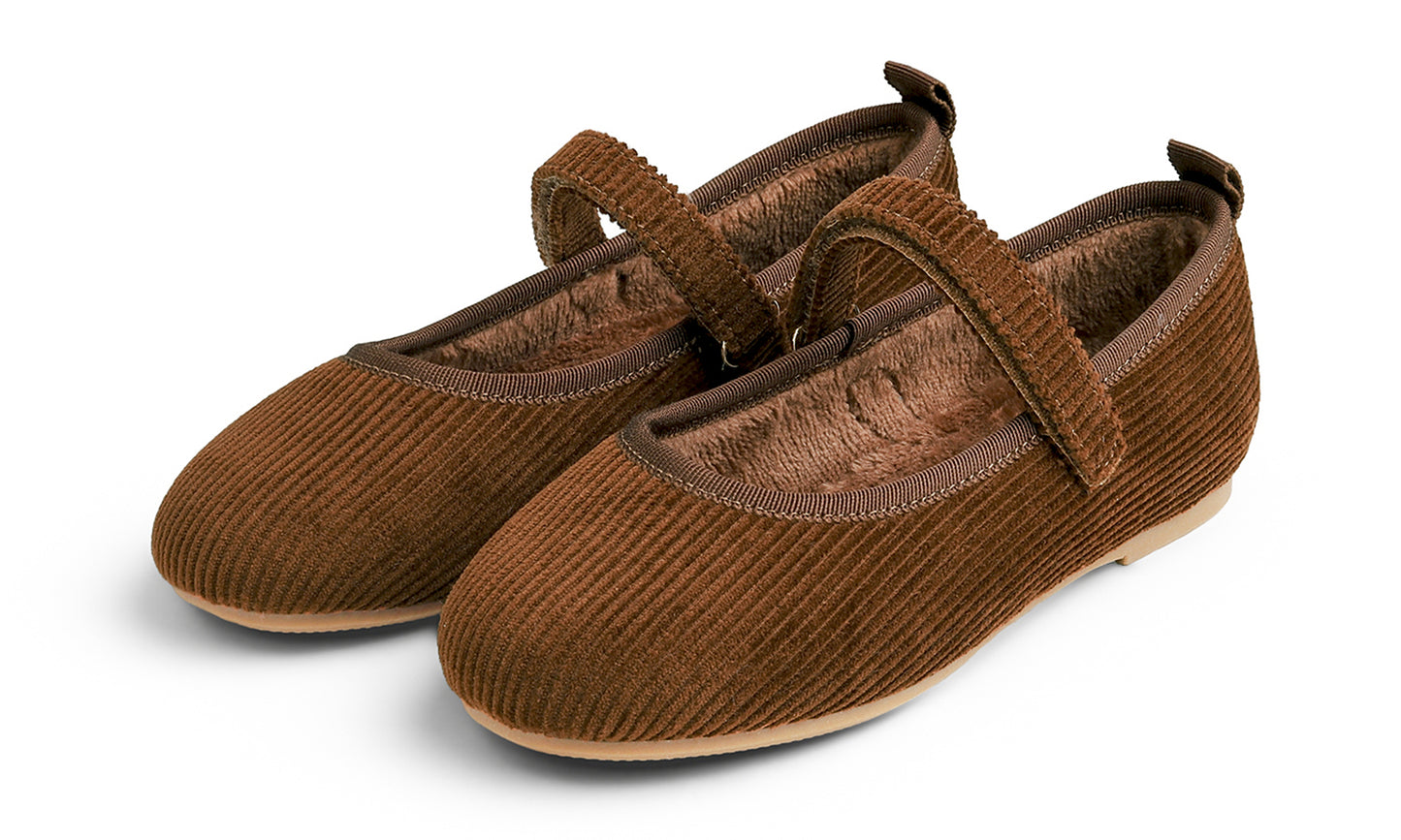 Feversole Girls Cute Dress Mary Jane Shoes Soft Sunday Holiday Ballet Flats Corduroy