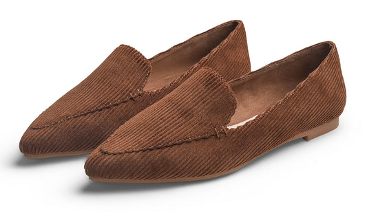 Feversole Women's Loafer Flat Pointed Fashion Slip On Comfort Soft Driving Office Shoes Corduroy