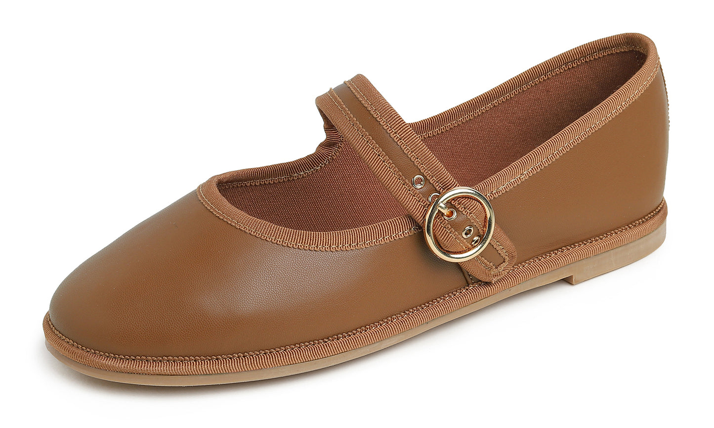Feversole Women's Soft Classic Mary Jane Memory Foam Cushioned Comfort Round Toe Metal Buckle Flats Walking Shoes