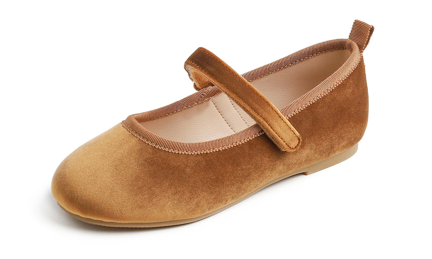 Feversole Girls Cute Dress Mary Jane Shoes Soft Party Holiday Ballet Flats Velvet