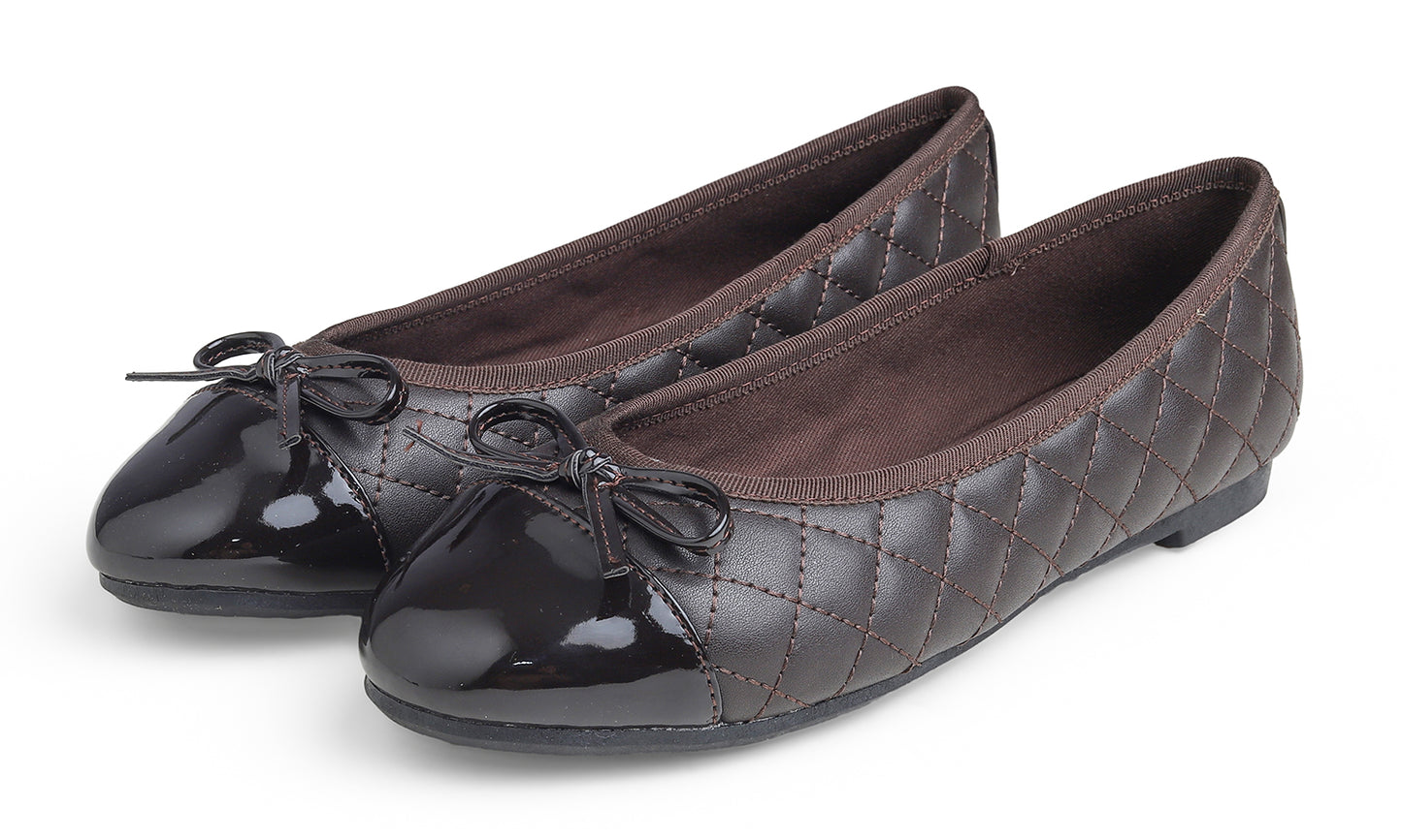 Feversole Women's Bow Tie Fashion Dress Slip On Shoes Round Toe Ballet Flat Quilted Toe Cap