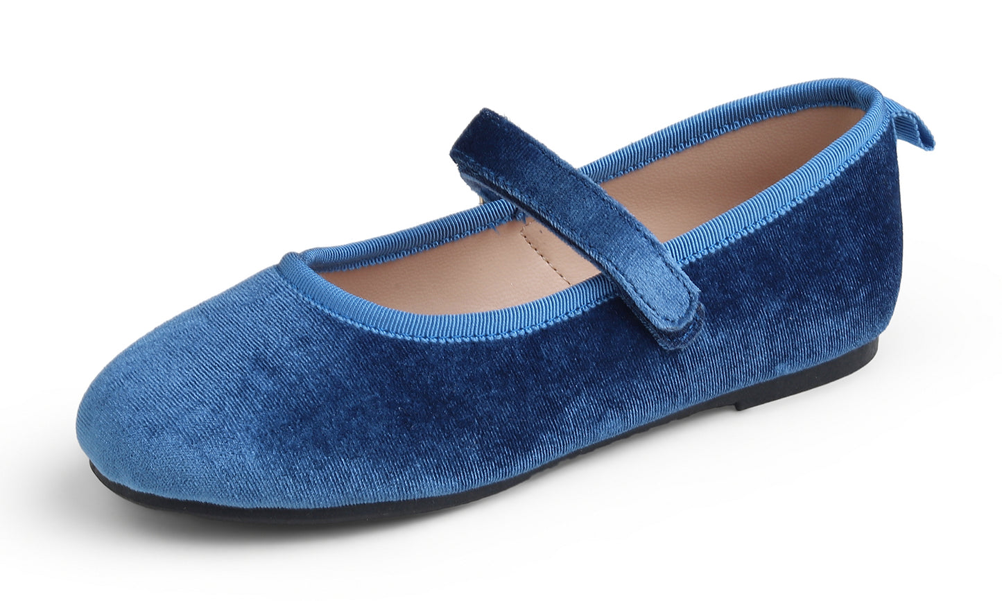 Feversole Girls Cute Dress Mary Jane Shoes Soft Party Holiday Ballet Flats Velvet