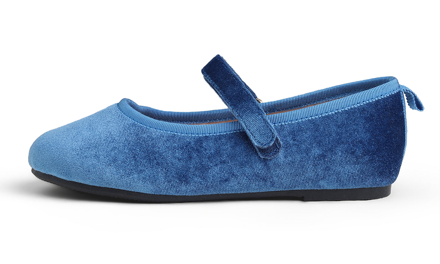 Feversole Girls Cute Dress Mary Jane Shoes Soft Party Holiday Ballet Flats Velvet