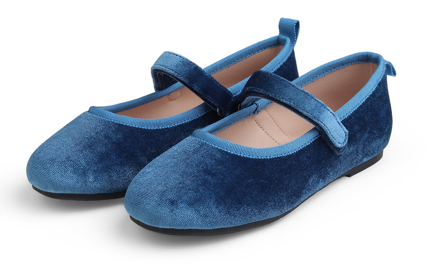 Feversole Girls Cute Dress Mary Jane Shoes Soft Party Holiday Ballet Flats Velvet