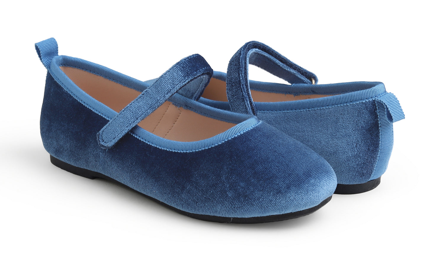 Feversole Girls Cute Dress Mary Jane Shoes Soft Party Holiday Ballet Flats Velvet