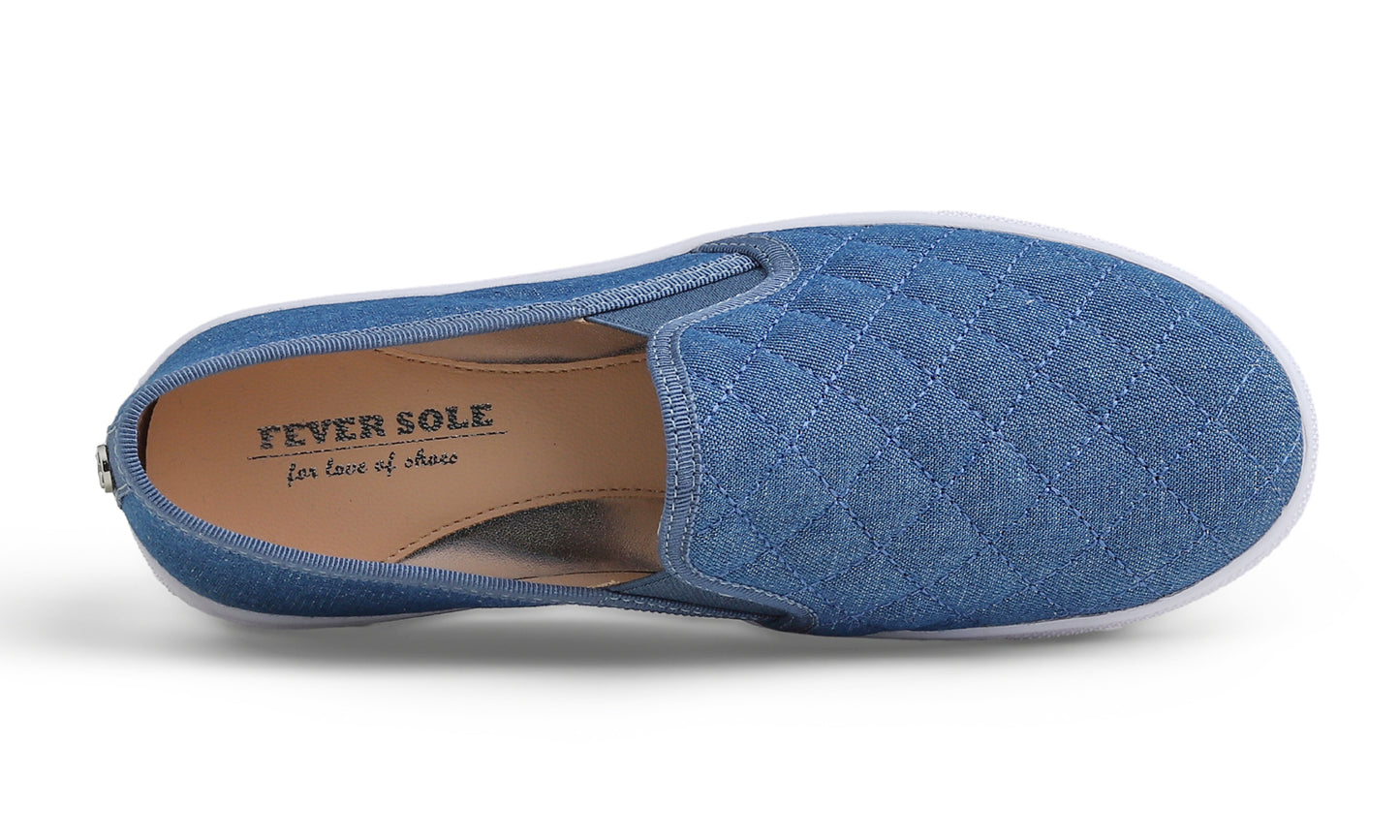 Feversole Women's Casual Slip On Sneaker Comfort Quilted Loafer Flats Metallic Quilted