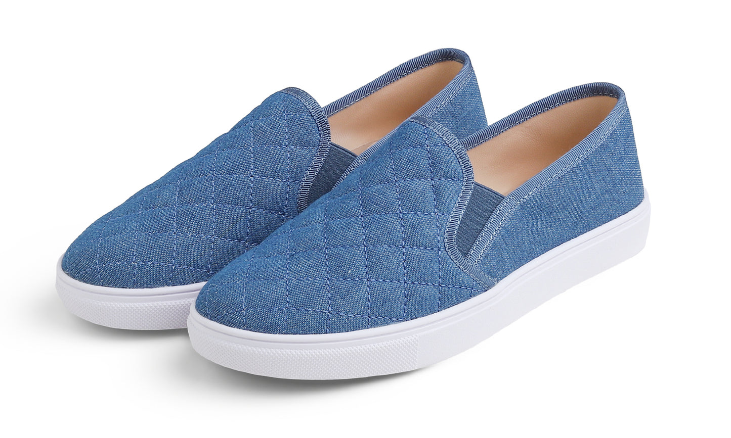 Feversole Women's Casual Slip On Sneaker Comfort Quilted Loafer Flats Metallic Quilted