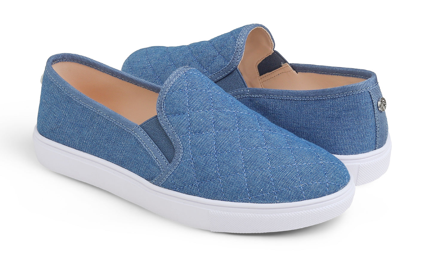 Feversole Women's Casual Slip On Sneaker Comfort Quilted Loafer Flats Metallic Quilted