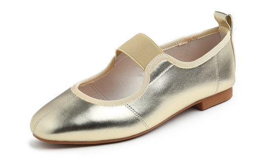 Feversole Women's Cushion Padded Comfort Square Toe Soft Mary Jane Dressy Elastic Strap Easy Slip on Work Office Flats Vegan Leather