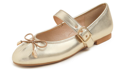 Feversole Women's Mary Jane Fashion Square Toe Easy Buckle Slip On Flats Vegan Leather Wrinkle Bow Deco