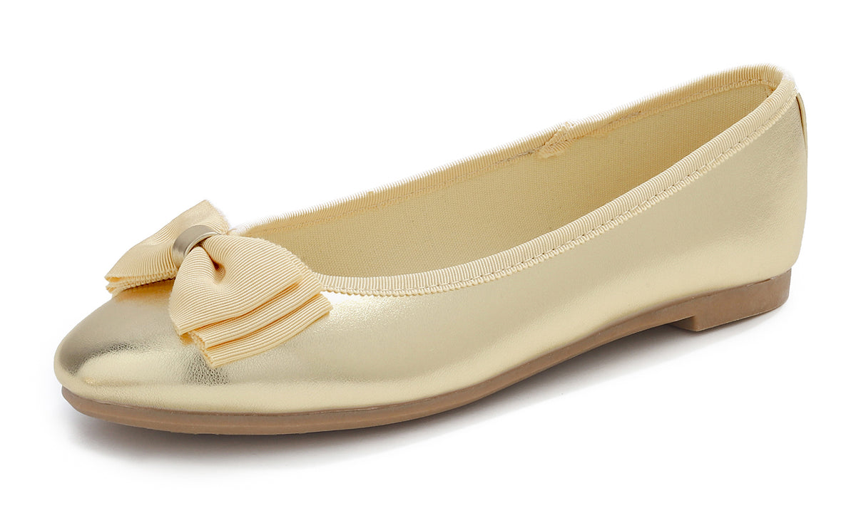 Feversole Women's Round Toe Cute Bow Trim Ballet Flats Dolly Shoes