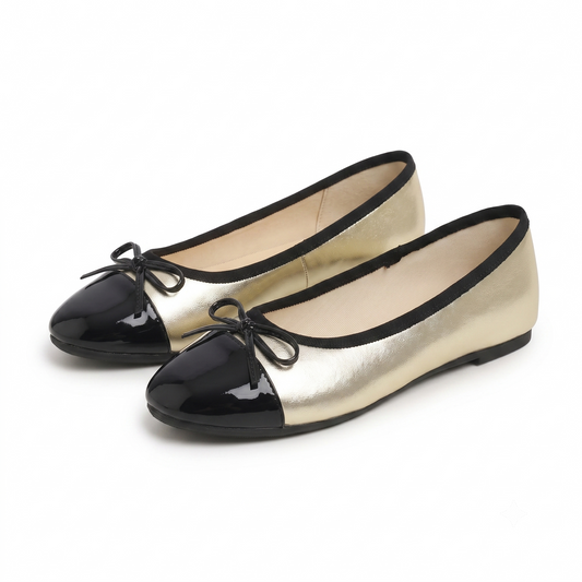 Feversole Women's Bow Tie Fashion Dress Slip On Shoes Round Toe Ballet Flat Patent Toe Cap