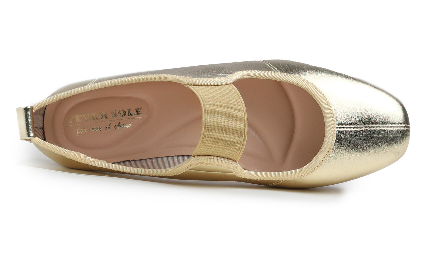 Feversole Women's Cushion Padded Comfort Square Toe Soft Mary Jane Dressy Elastic Strap Easy Slip on Work Office Flats Vegan Leather