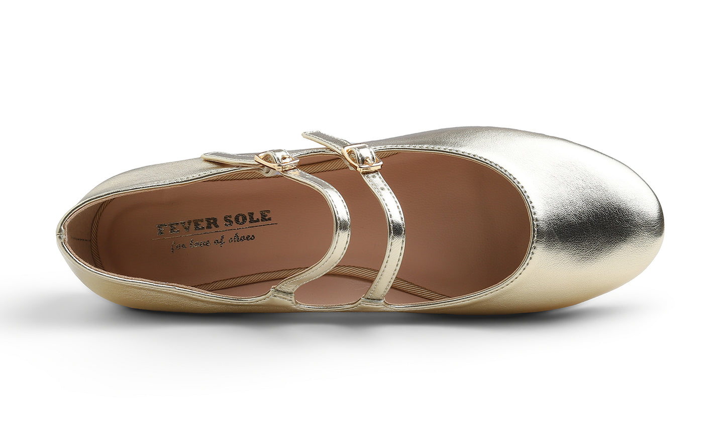 Feversole Slip-On Flat - Gold
