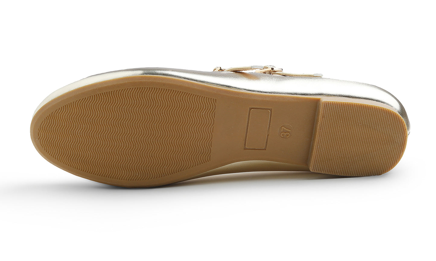 Feversole Mary Jane Flat - Gold