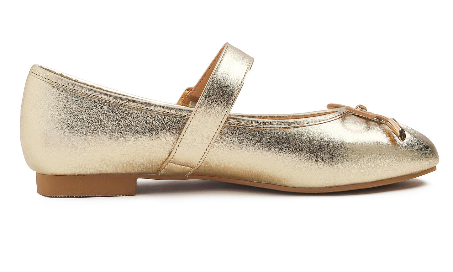 Feversole Women's Mary Jane Fashion Square Toe Easy Buckle Slip On Flats Vegan Leather Wrinkle Bow Deco