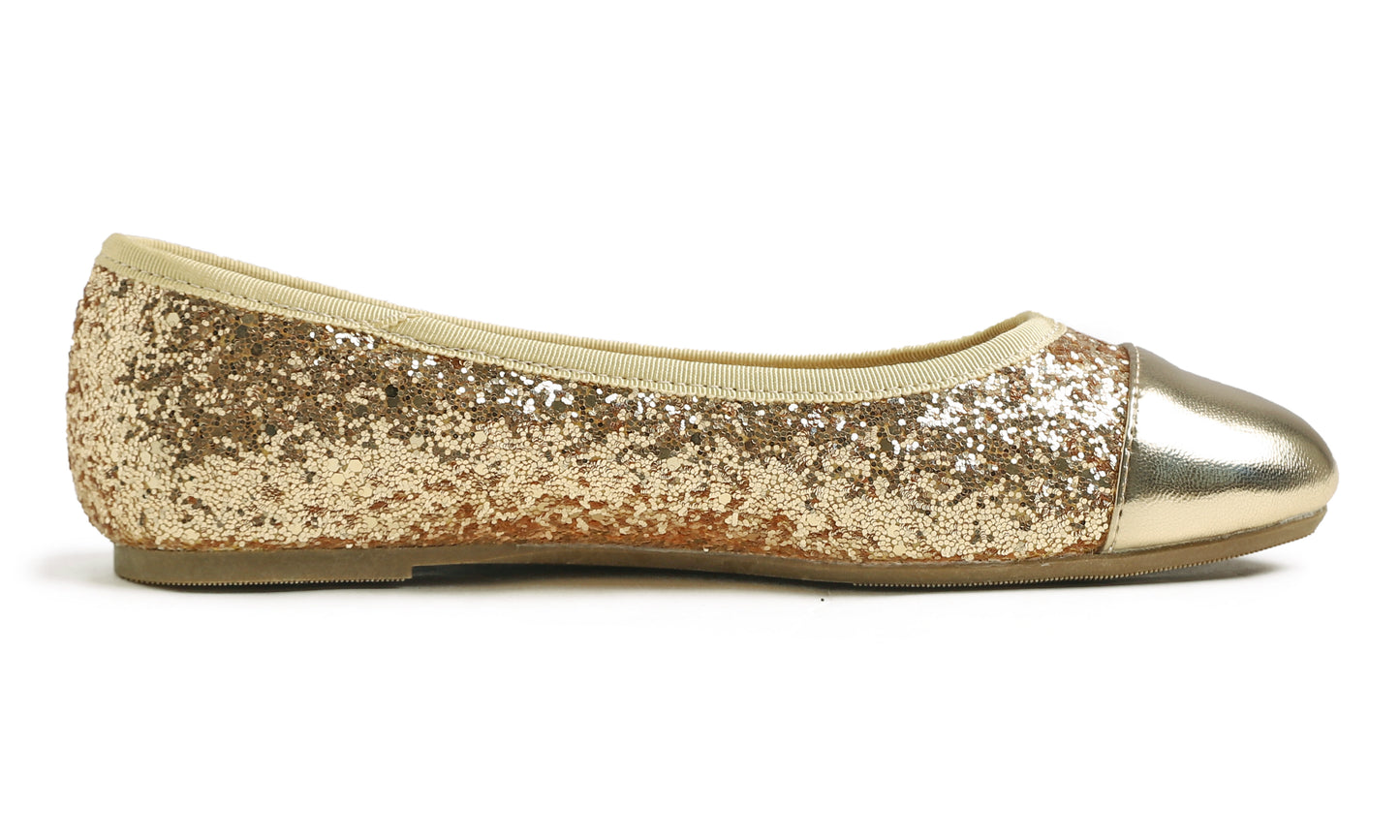 Feversole Women's Bow Tie Fashion Dress Slip On Shoes Round Toe Ballet Flat Glitter Toe Cap