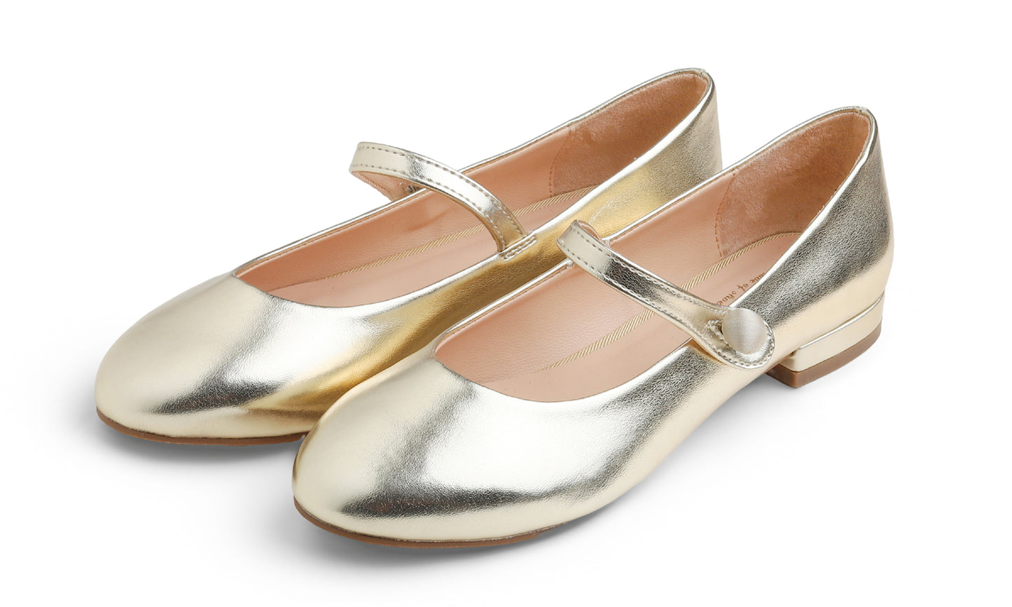 Feversole Mary Jane Flat - Gold