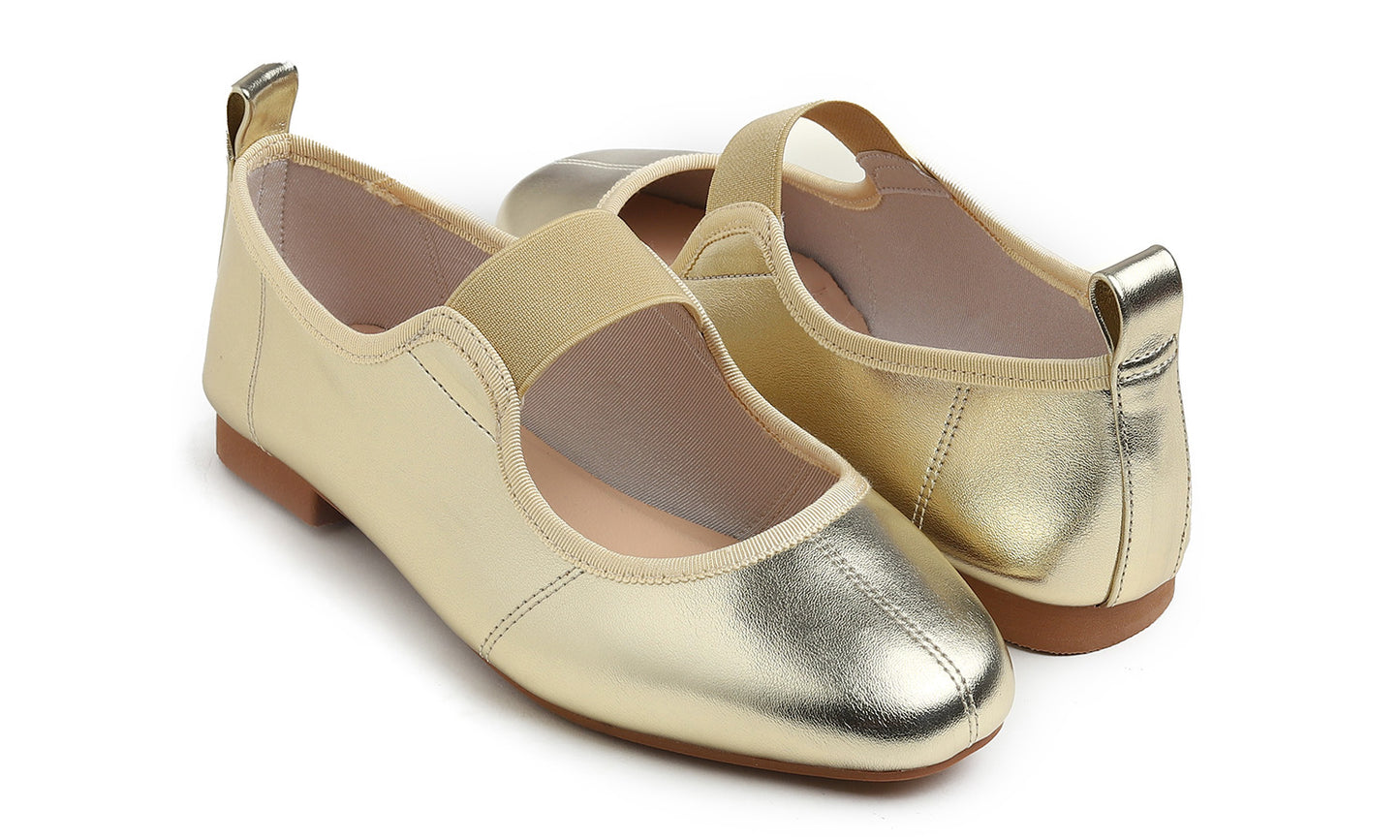 Feversole Women's Cushion Padded Comfort Square Toe Soft Mary Jane Dressy Elastic Strap Easy Slip on Work Office Flats Vegan Leather
