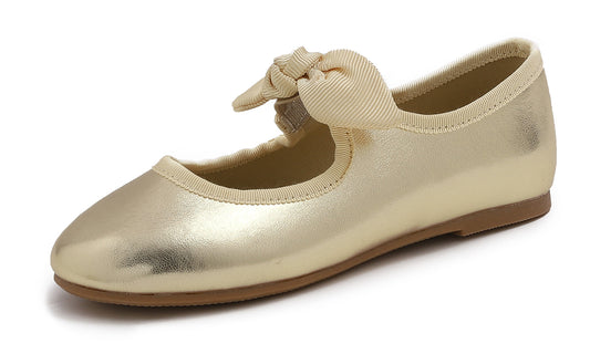 Feversole Girls Cute Dress Mary Jane Shoes Little Kids Casual Buckle Strap Flats Vegan Leather Bow Elastic
