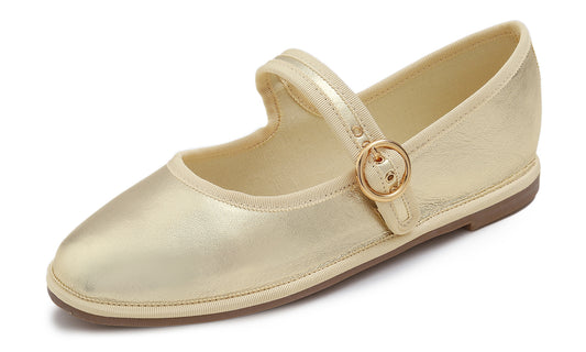 Feversole Women's Soft Classic Mary Jane Memory Foam Cushioned Comfort Round Toe Metal Buckle Flats Walking Shoes