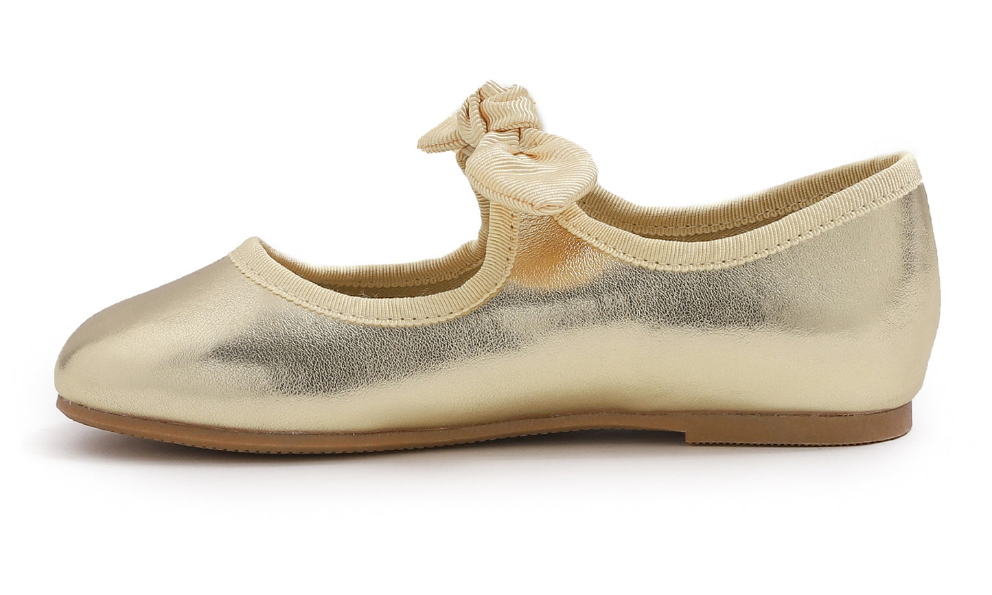 Feversole Girls Cute Dress Mary Jane Shoes Little Kids Casual Buckle Strap Flats Vegan Leather Bow Elastic