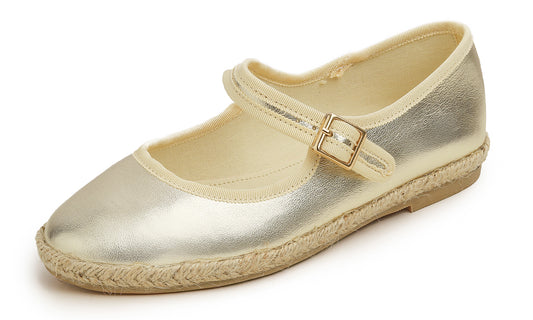 Feversole Women's Comfort Espadrilles Mary Jane Close Toe Jute Trim Slip On Flats Shoes Vegan Leather Jute