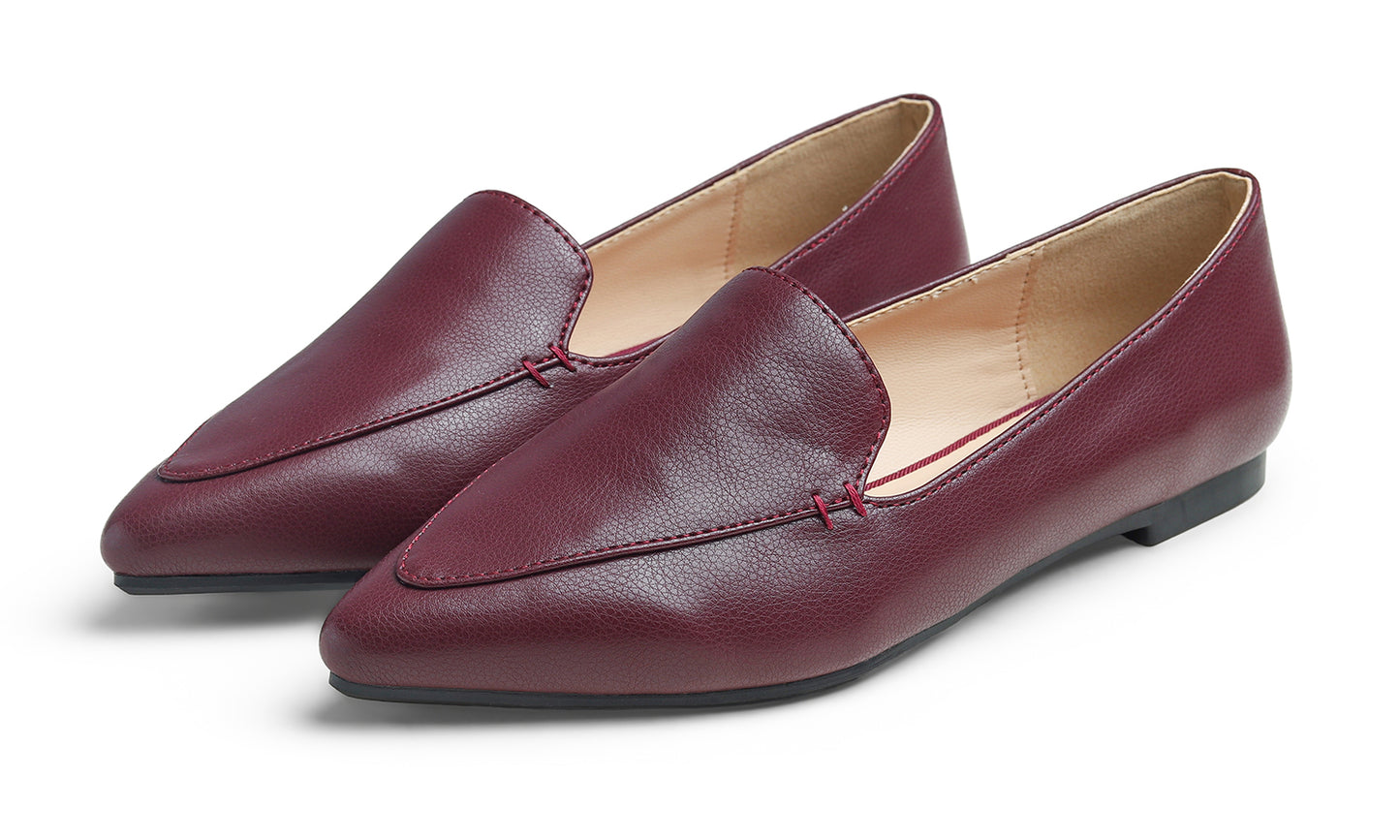 Feversole Women's Loafer Flat Pointed Fashion Slip On Comfort Driving Office Shoes Vegan Grain