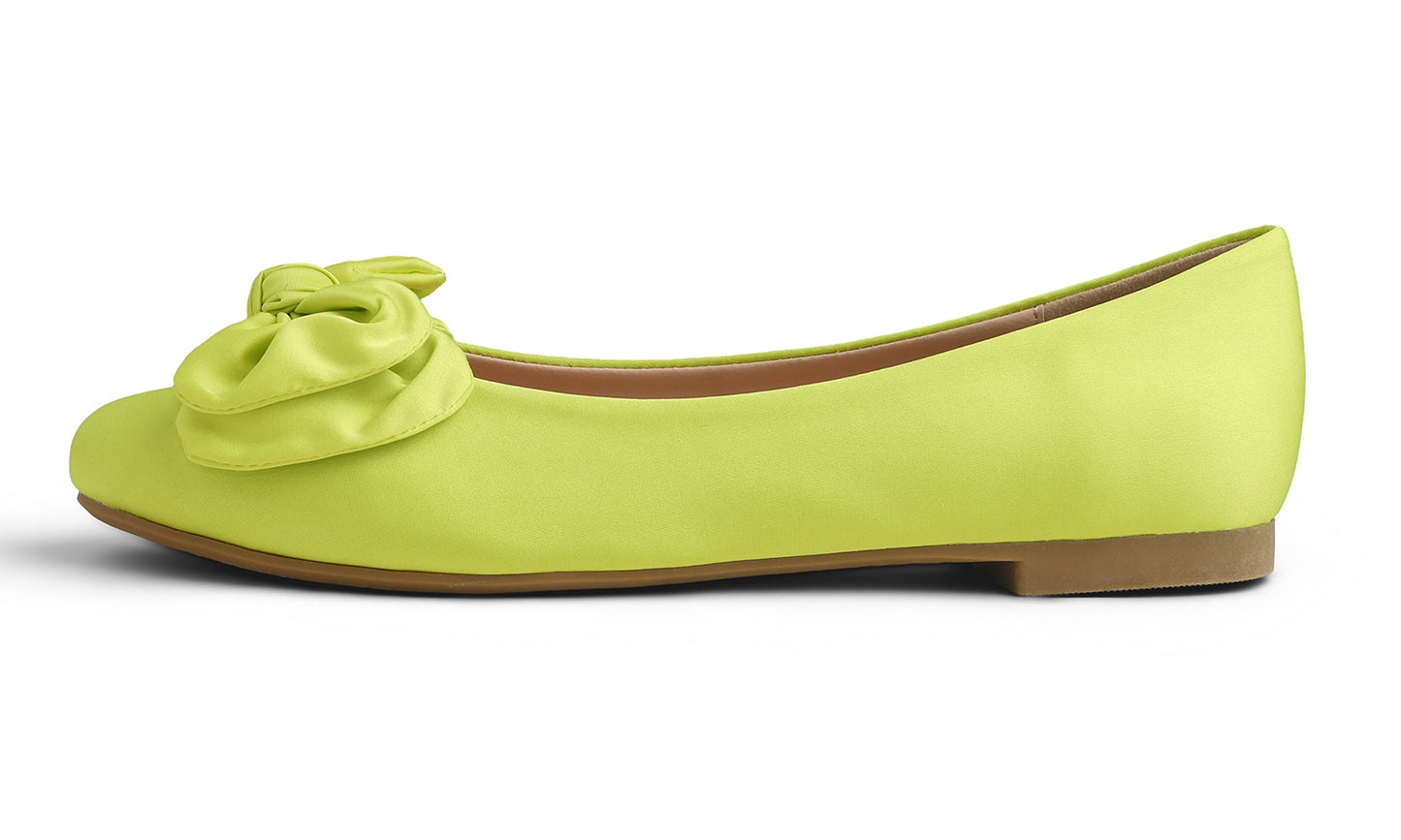 Feversole Women's Round Toe Soft Cute Dress Ballet Flats Satin