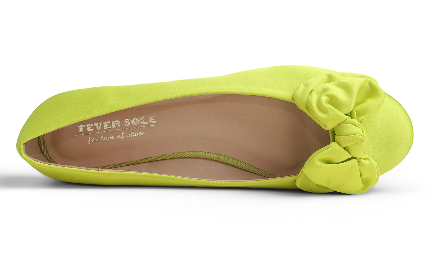 Feversole Women's Round Toe Soft Cute Dress Ballet Flats Satin