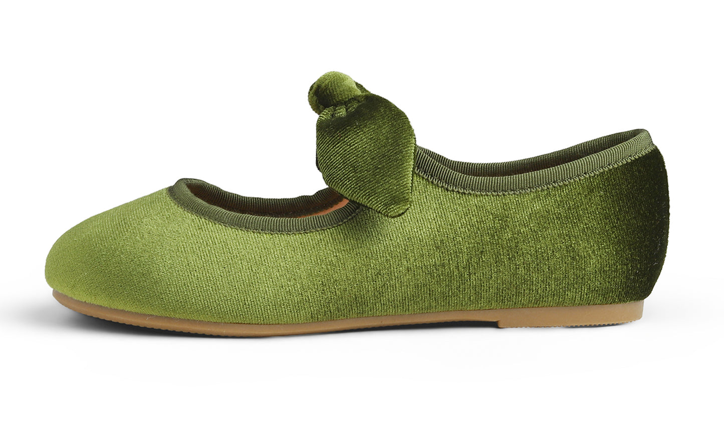 Feversole Girls Cute Dress Mary Jane Shoes Little Kids Casual Buckle Strap Flats Velvet Bow Elastic