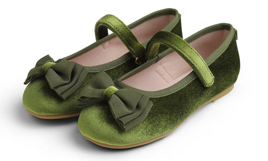 Feversole Girls Cute Dress Mary Jane Shoes Bow Tie Sunday Holiday Ballet Flats Velvet With Tri Bow