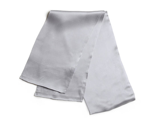 BREEZE NOUTHERLY Women's 100% Pure Mulberry Silk Scarf Double Sided Rectangle Tie Head Neck Waist Strip -17X150 Solid Grey