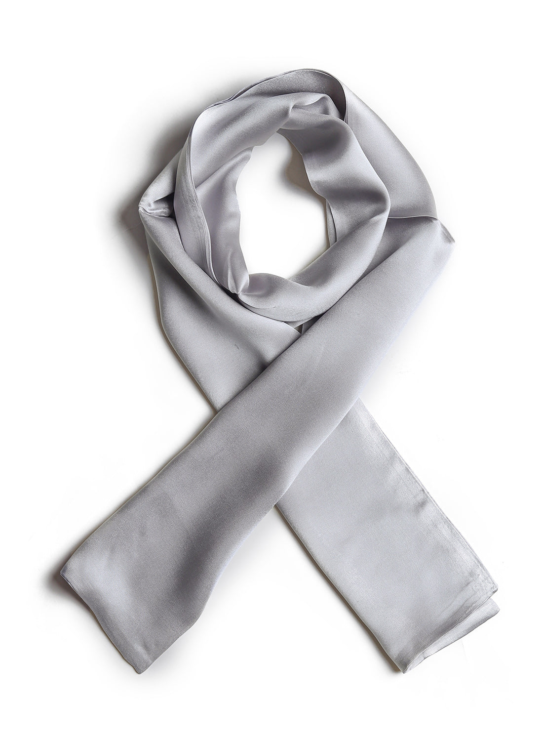 BREEZE NOUTHERLY Women's 100% Pure Mulberry Silk Scarf Double Sided Rectangle Tie Head Neck Waist Strip -17X150 Solid Grey