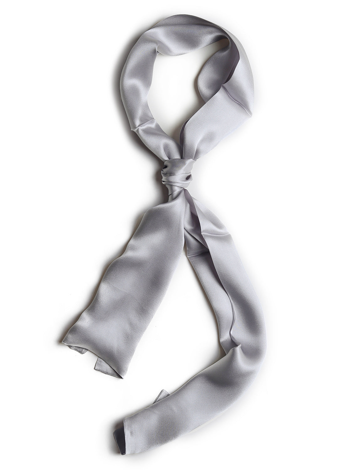 BREEZE NOUTHERLY Women's 100% Pure Mulberry Silk Scarf Double Sided Rectangle Tie Head Neck Waist Strip -17X150 Solid Grey