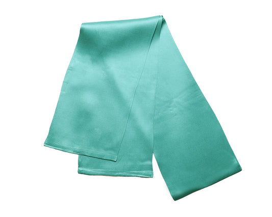 BREEZE NOUTHERLY Women's 100% Pure Mulberry Silk Scarf Double Sided Rectangle Tie Head Neck Waist Strip -17X150 Solid Lake Blue