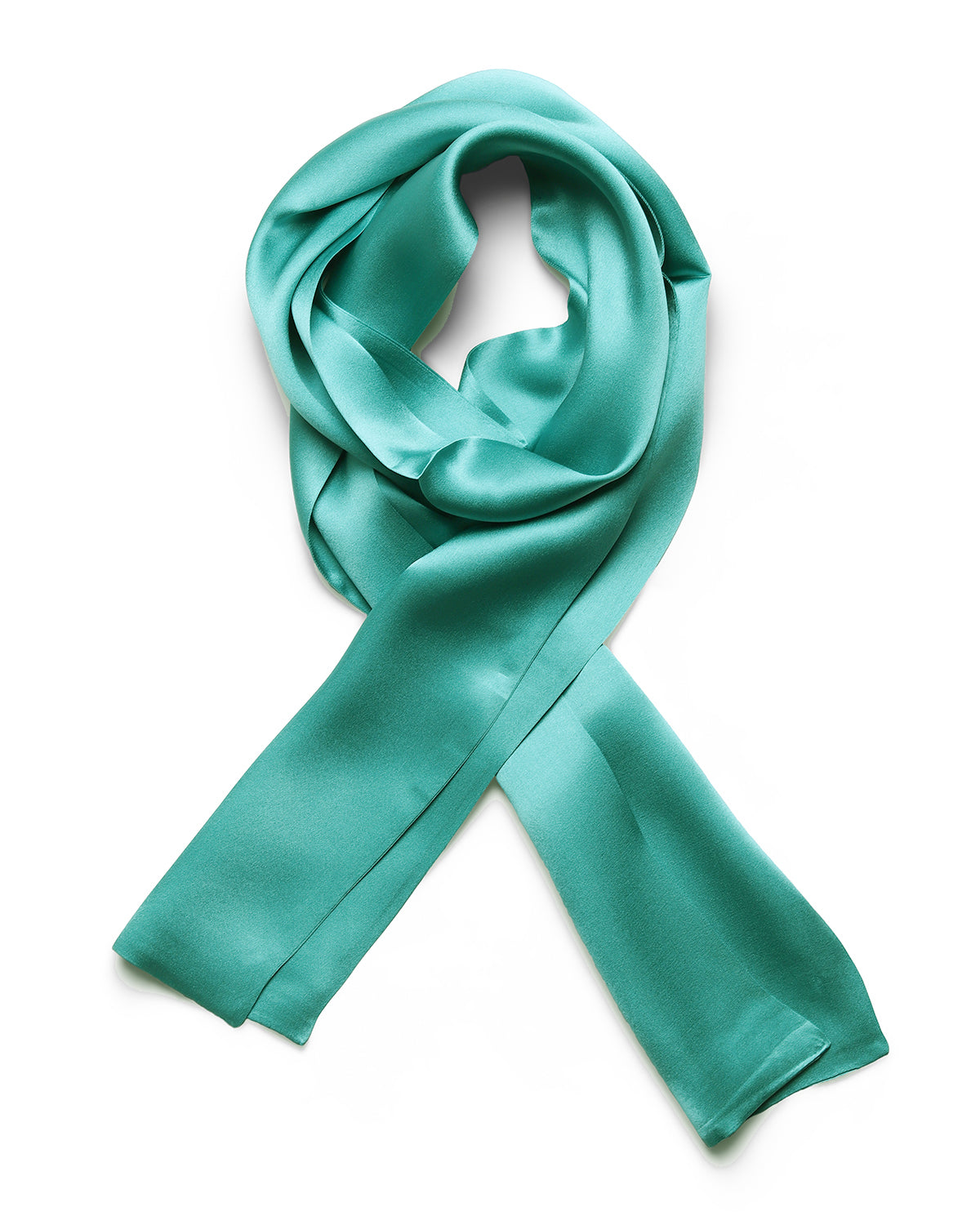 BREEZE NOUTHERLY Women's 100% Pure Mulberry Silk Scarf Double Sided Rectangle Tie Head Neck Waist Strip -17X150 Solid Lake Blue