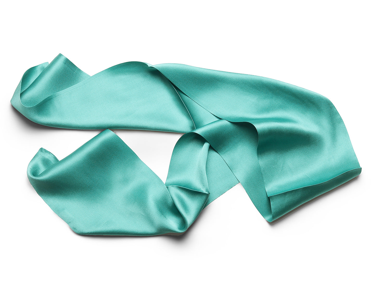 BREEZE NOUTHERLY Women's 100% Pure Mulberry Silk Scarf Double Sided Rectangle Tie Head Neck Waist Strip -17X150 Solid Lake Blue