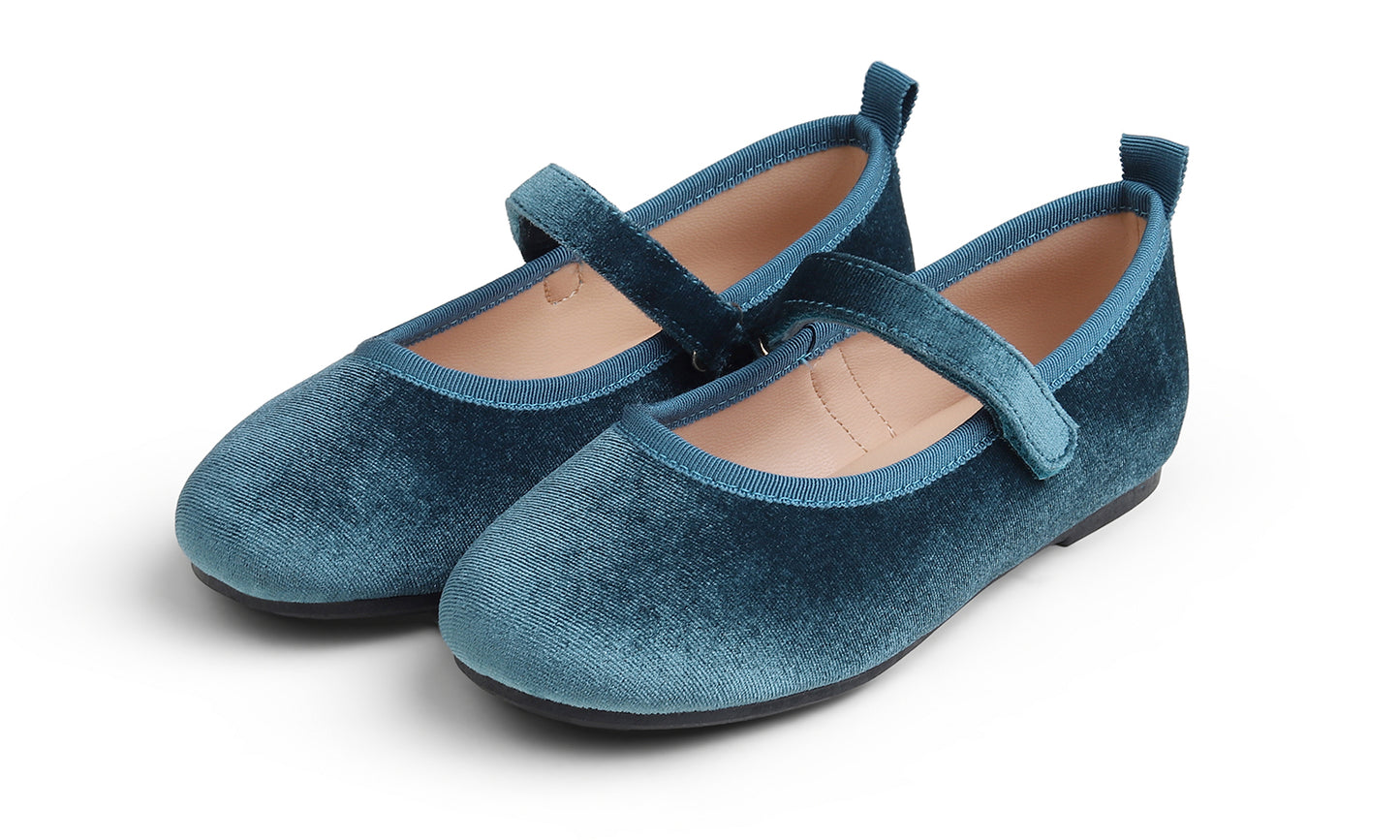 Feversole Girls Cute Dress Mary Jane Shoes Soft Party Holiday Ballet Flats Velvet