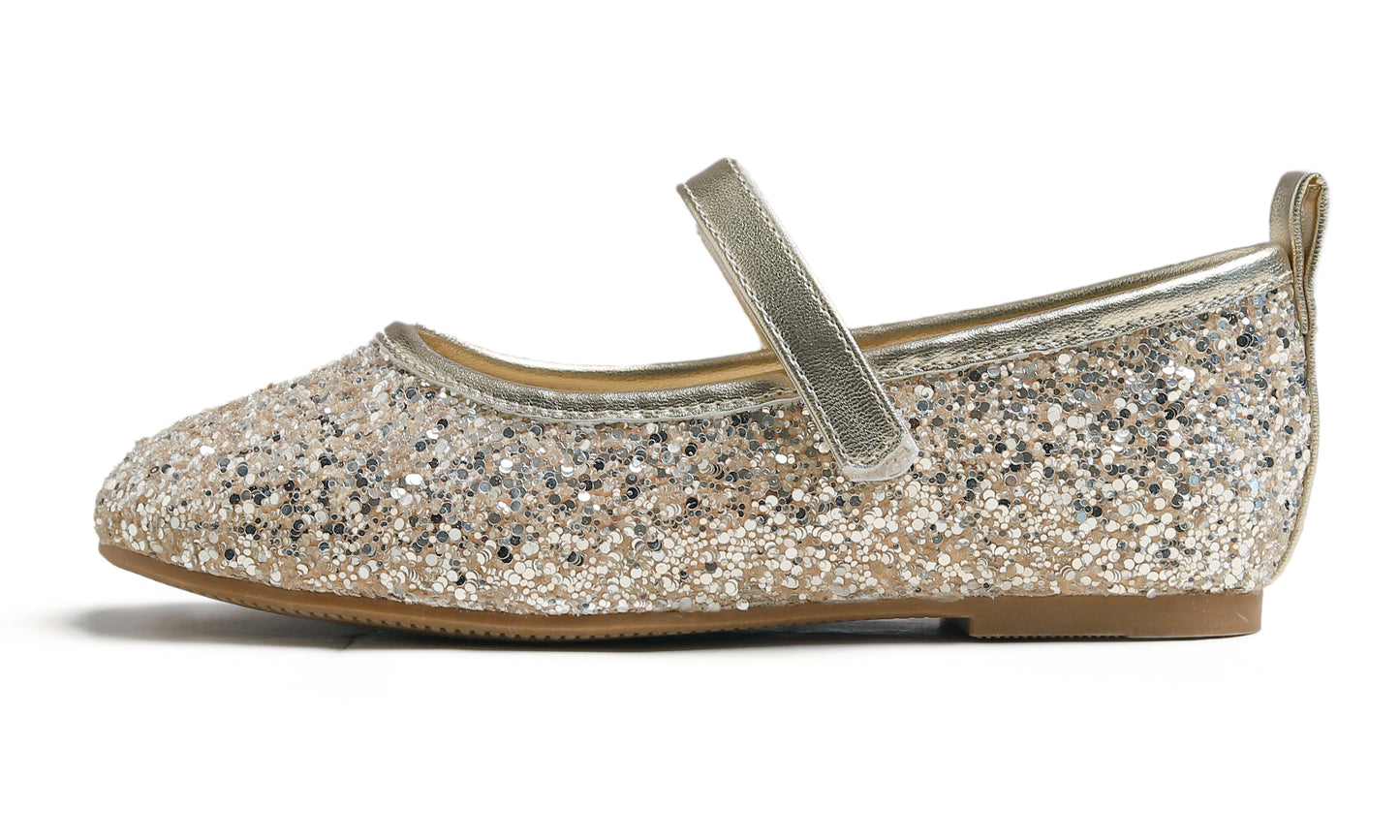 Feversole Girls Cute Dress Mary Jane Shoes Soft Party Holiday Ballet Flats Glitter